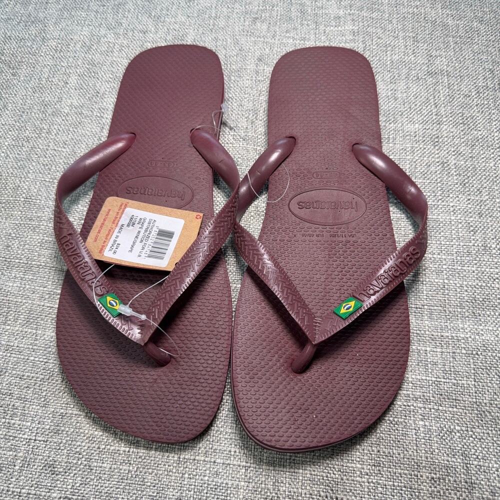 Havaianas Top Flip Flops Men's 11-12 Grape Wine Burgundy Sandals NWT Brazil